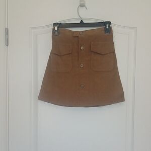 Stylish Brown Girls Corduroy Button-Front Skirt
